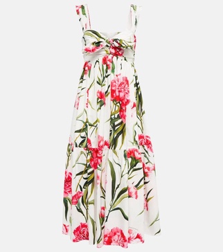 Floral cotton poplin midi dress