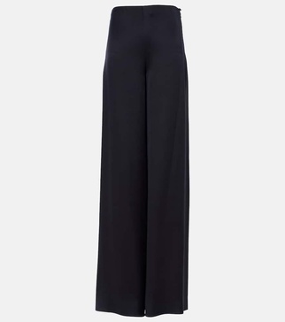 Dresden silk satin wide-leg pants