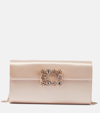 Embellished satin shoulder bag