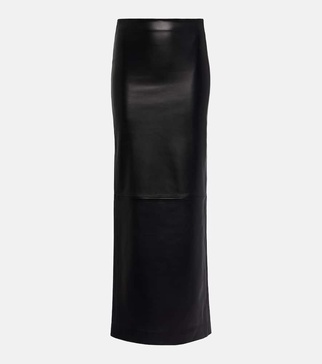 Low-rise leather maxi skirt