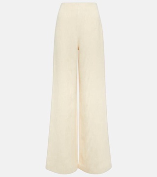 Wool and cotton corduroy wide-leg pants 