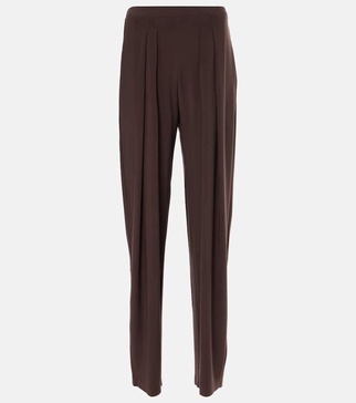 Pleated high-rise tapered pants