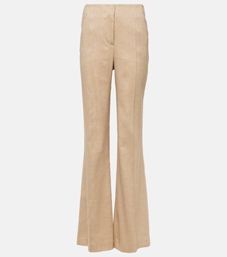 Komi linen-blend twill flared pants