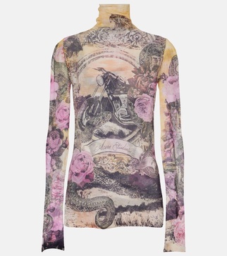 Printed turtleneck top