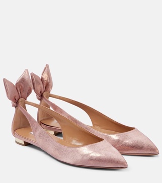 Bow Tie metallic leather ballet flats