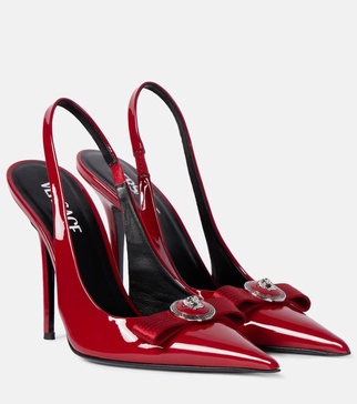 Gianni patent leather slingback pumps