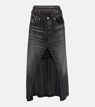 x Levi's® layered denim midi skirt