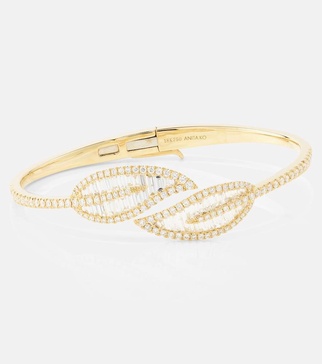 Leaf 18kt gold bracelet with diamonds