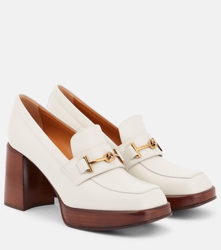 Double T loafer leather pumps