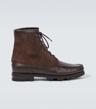 Sycamore suede-trimmed leather boots