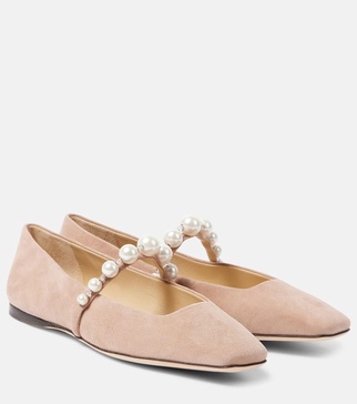 Ade embellished suede Mary Jane flats