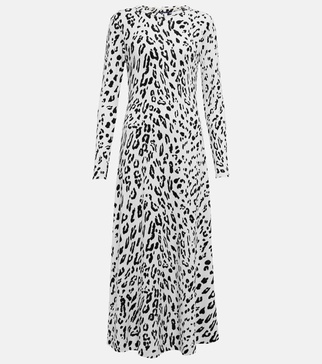 Leopard-print wool-blend maxi dress