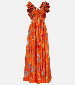 Floral silk maxi dress