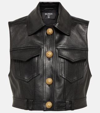 Cropped leather vest