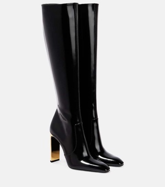 Auteuil 105 glazed leather knee-high boots