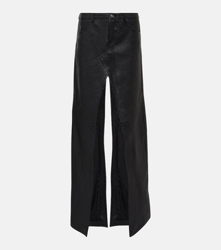 Leather split-hem maxi skirt