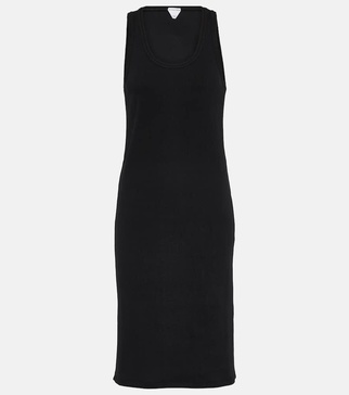 Ribbed-knit cotton jersey midi dress