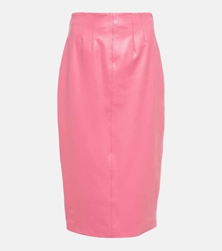 Faux leather midi skirt