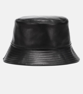 Fisherman Zip Leather Bucket Hat