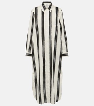 Jacquard striped cotton-blend shirt dress