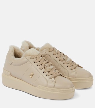 Hollywood shearling-trimmed leather sneakers