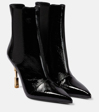 Patent leather ankle boots