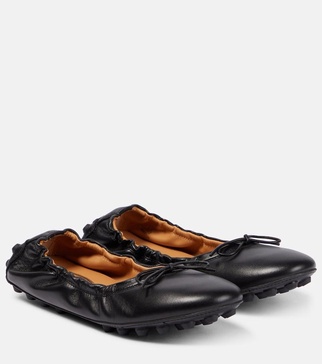 Bubble leather ballet flats