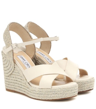 Dellena 100 leather-trimmed espadrilles