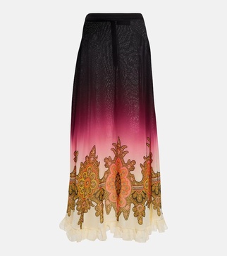 Printed silk maxi skirt