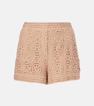 Macramé cotton-blend shorts