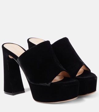 Holly velvet platform mules