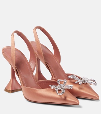 Rosie embellished satin slingback pumps