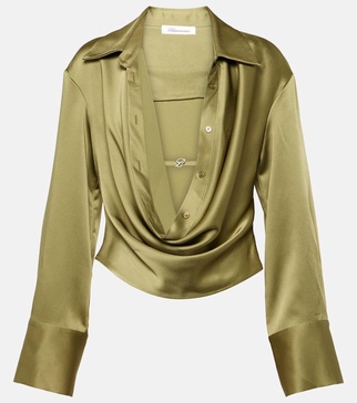 Cropped satin shirt