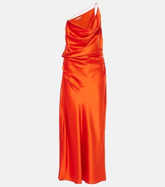 One-shoulder silk satin gown