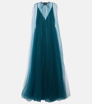 Cassandra caped tulle gown