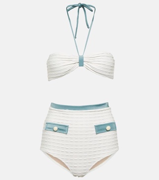 High-rise jacquard bikini 