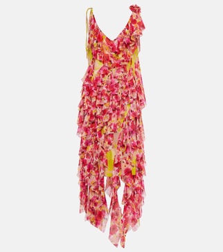 Silk-blend floral midi dress