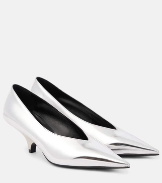 55 mirrored leather pumps