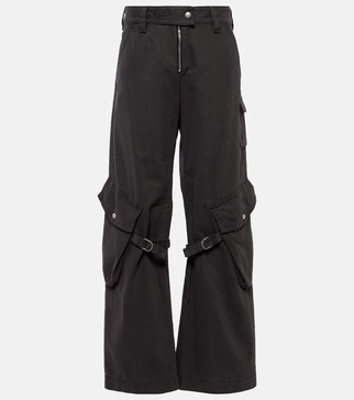 Mid-rise cotton canvas cargo pants