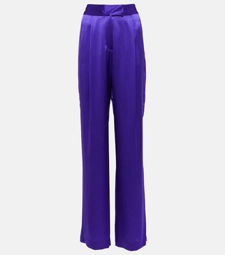 High-rise wide-leg silk satin pants