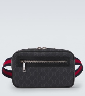 Web Stripe GG Canvas leather-trimmed belt bag