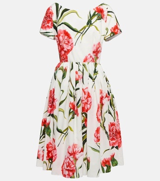 Floral A-line cotton midi dress