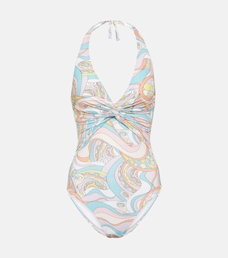 Zanzibar printed halterneck swimsuit