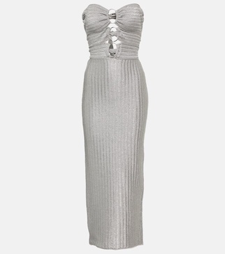 Sleeveless cutout metallic gown