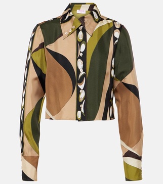 Pesci cropped silk shirt