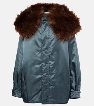 Oversized faux fur-trimmed parka