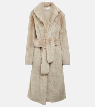 Belted shearling coat