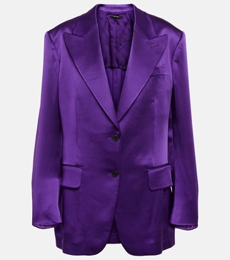 Double-breasted satin blazer