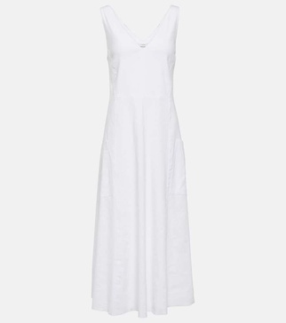 Linen-blend midi dress