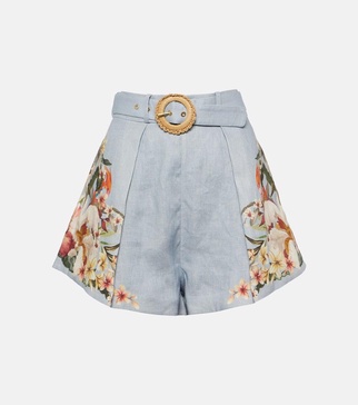 Lexi floral high-rise linen shorts